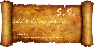 Sáfrány Iván névjegykártya