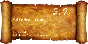 Sáfrány Iván névjegykártya